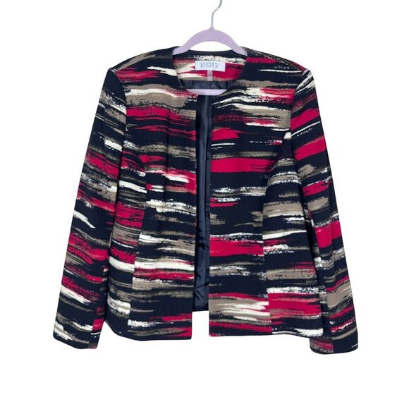 Vintage Striped Metallic Jacket 14 Red Retro Resort Boho Classic Southwest Chic - Picture 1 of 10